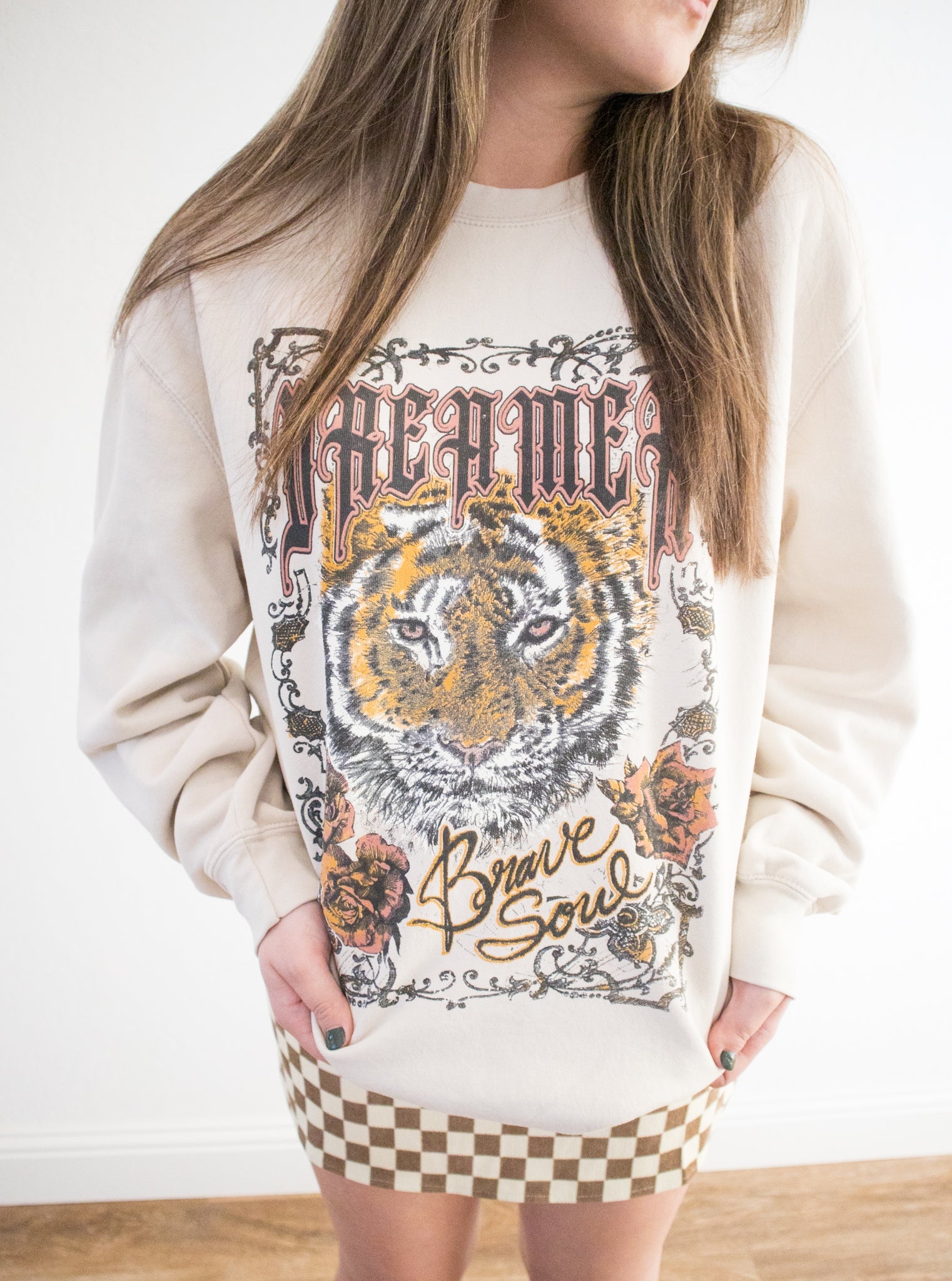 Graphic sweatshirt, graphic tee, tiger sweatshirt, Dreamer 